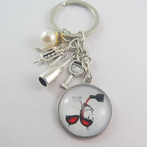Wine Keychain Wine Lover Gift for Woman or Girl Wine Glass Charm Key Ring - Picture 3 of 4